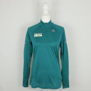 Adidas Women's Medium Green Colfax Marathon 1/4 Zip Running Pullover
